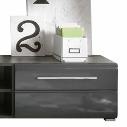 Loftscape Wohnwand Tadeus I (4-teilig) - Inkl. Beleuchtung - Hochglanz Grau / Grau -WOHNZIMMERMÖBEL Verkäufe wohnwand tadeus i 4 teilig inkl beleuchtung hochglanz grau grau 977146