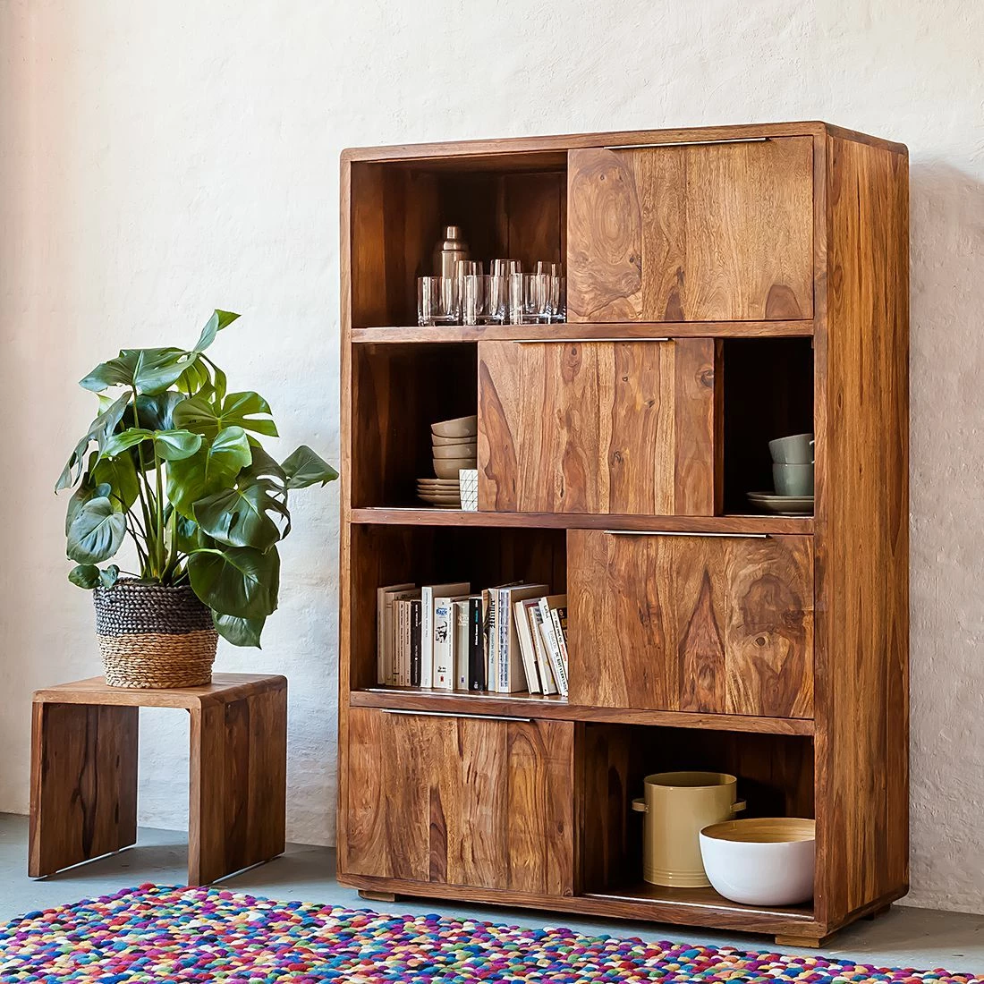 Ars manufacti Wohnwand Trangle (3-teilig) - Sheesham massiv 2 Ars manufacti Wohnwand Trangle (3-teilig) - Sheesham massiv – Bild 2