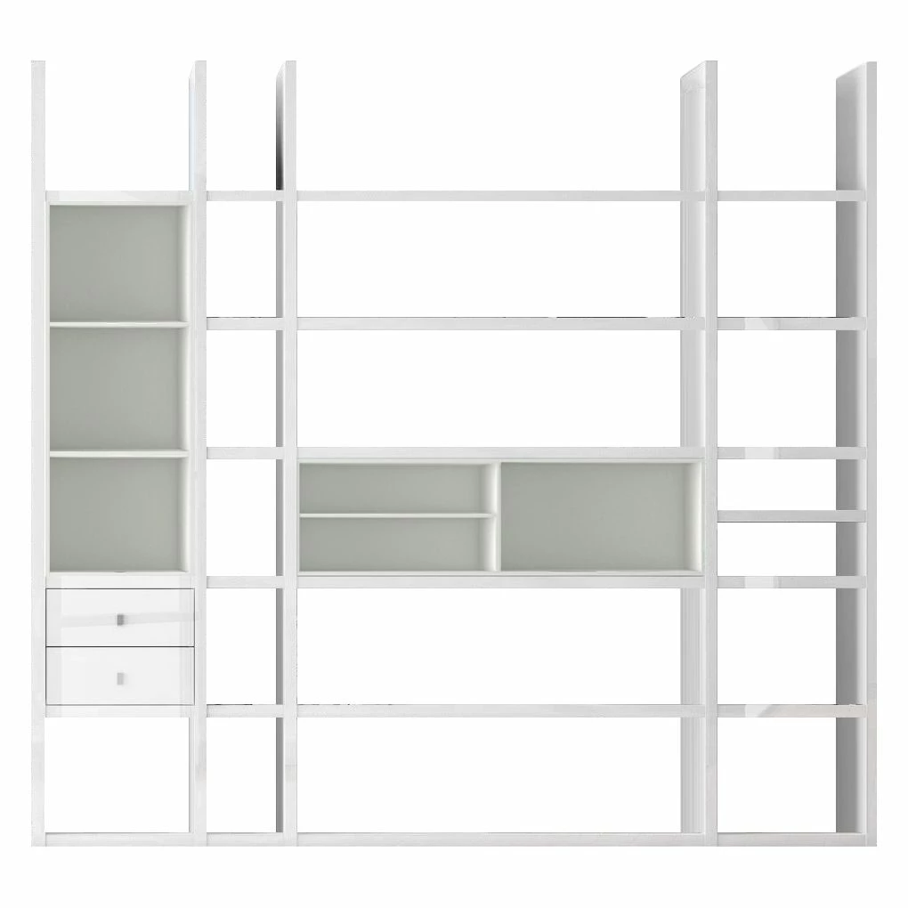 Loftscape XL Regalwand Emporior III.A - Hochglanz Weiß / Weiß - Ohne Beleuchtung 1 Loftscape XL Regalwand Emporior III.A - Hochglanz Weiß / Weiß - Ohne Beleuchtung