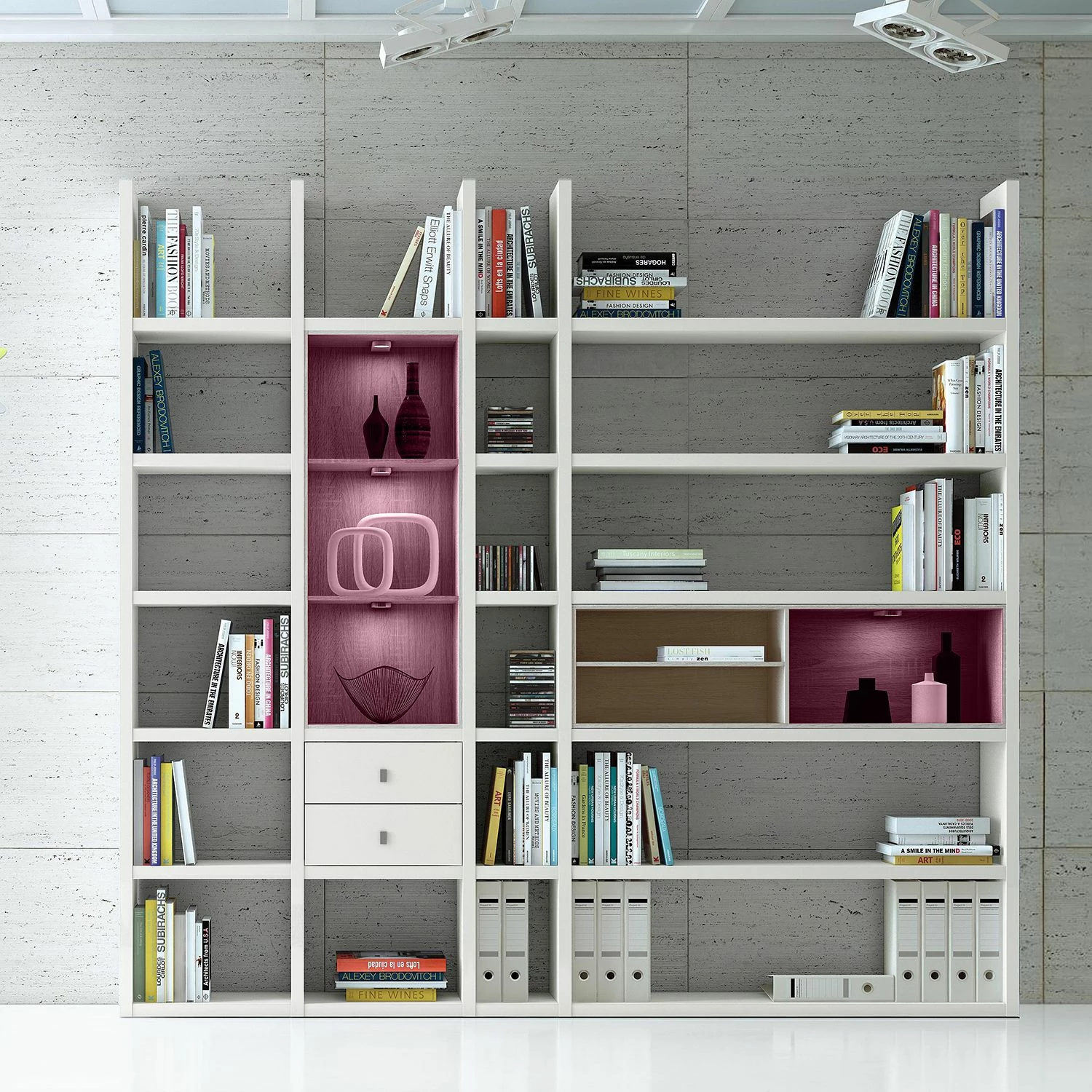 Loftscape XL Regalwand Emporior III.B - Weiß / Eiche Sonoma Dekor - Mit Beleuchtung 2 Loftscape XL Regalwand Emporior III.B - Weiß / Eiche Sonoma Dekor - Mit Beleuchtung – Bild 2