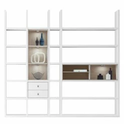 Loftscape XL Regalwand Emporior III.B - Weiß / Eiche Sonoma Dekor - Mit Beleuchtung
