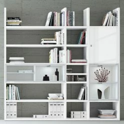 Loftscape XL Regalwand Emporior IV - Hochglanz Weiß / Weiß - Mit Beleuchtung -WOHNZIMMERMÖBEL Verkäufe xl regalwand emporior iv mit beleuchtung hochglanz weiss weiss 2201262