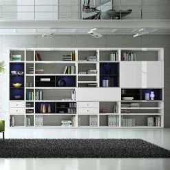 Loftscape XXL Regalwand Emporior I.B - Mit Beleuchtung -WOHNZIMMERMÖBEL Verkäufe xxl regalwand emporior i b hochglanz weiss schwarz mit beleuchtung 2207118