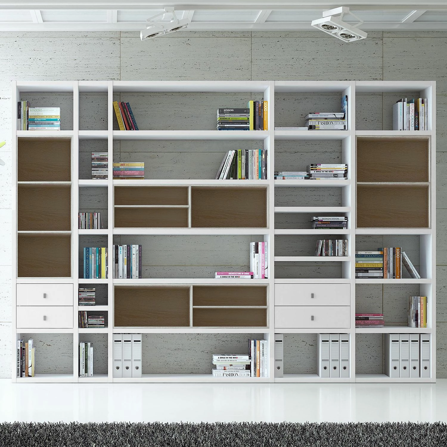 Loftscape XXL Regalwand Emporior III - Weiß / Eiche Sonoma Dekor - Ohne Beleuchtung 2 Loftscape XXL Regalwand Emporior III - Weiß / Eiche Sonoma Dekor - Ohne Beleuchtung – Bild 2