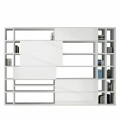 Loftscape XXL Regalwand Emporior IX - Hochglanz Weiß