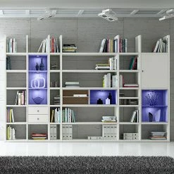 Loftscape XXL Regalwand Emporior V.A - Weiß / Eiche Sonoma Dekor - Mit Beleuchtung -WOHNZIMMERMÖBEL Verkäufe xxl regalwand emporior v a rgb led beleuchtung weiss eiche sonoma dekor 3396885