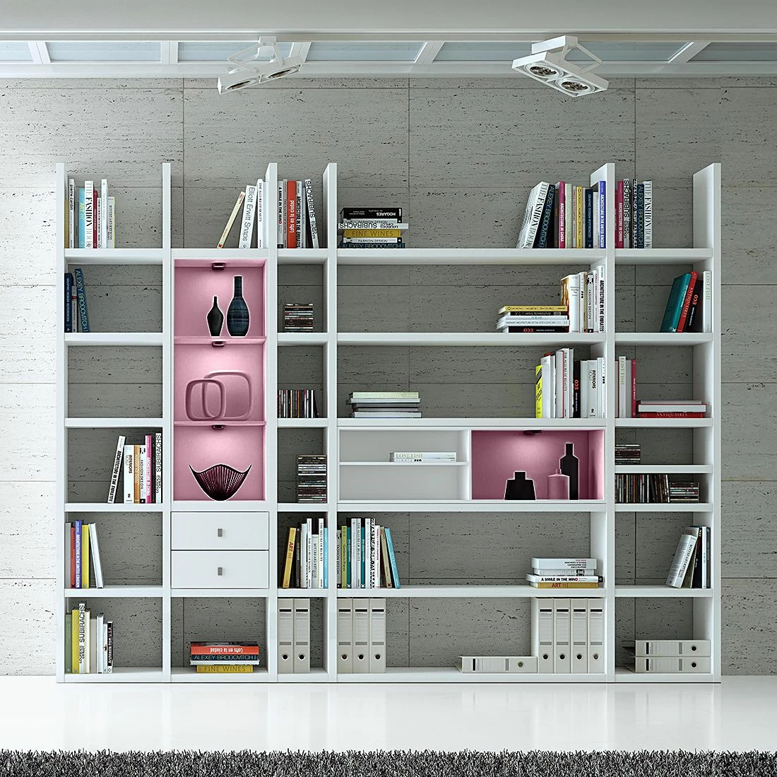 Loftscape XXL Regalwand Emporior VII - Weiß - Mit Beleuchtung 2 Loftscape XXL Regalwand Emporior VII - Weiß - Mit Beleuchtung – Bild 2